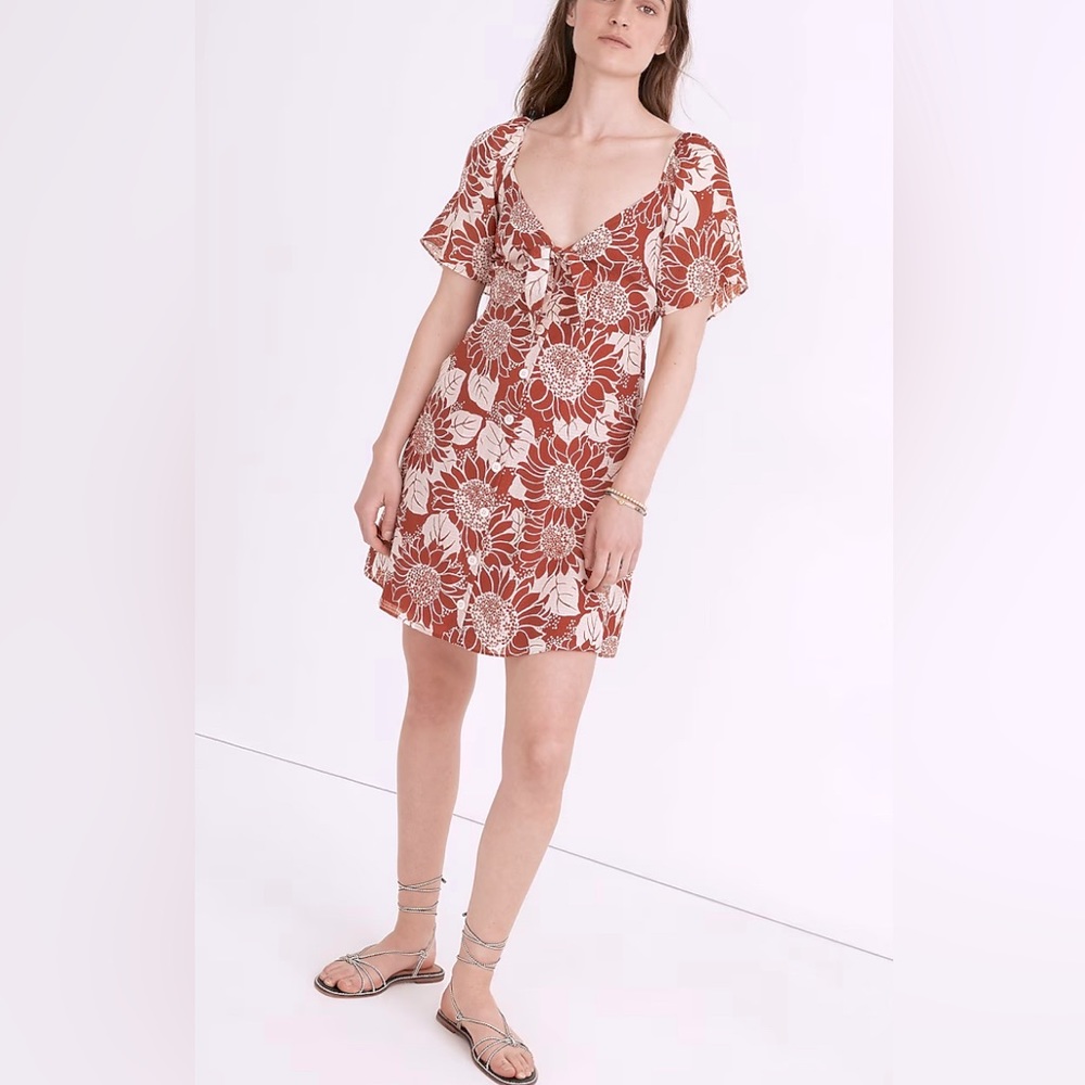 *SALE* Madewell Tie-front Silk Dress in Sunflower Haze